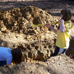 Amber and April digging