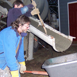 Hauling concrete to girders