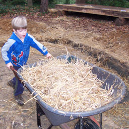Removing hay from concrete