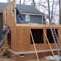 Installing the first 2nd story wall