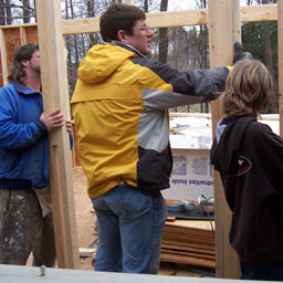 Standing up the interior wall for closet